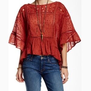 Free People Beautiful Dreamer Blouse Tuscan Red M